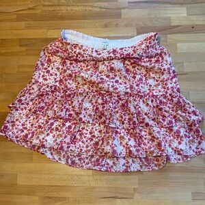 J. Crew Red and White Ruffled Mini Skirt